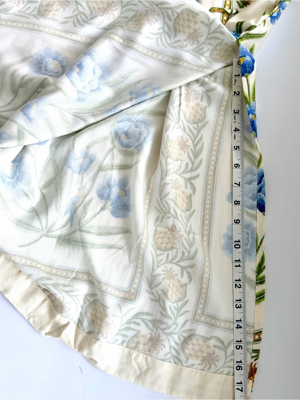 FARM Rio Pineapple Floral Maxi Dress Blue White Lace Trim Belted NWT - Picture 10 of 11